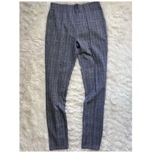 Tahari Grey and Black Plaid/Houndstooth Slim Elastic Work Pant